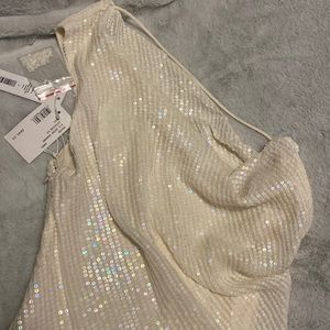 White asymmetrical draped top